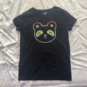 Cat & Jack Black T-Shirt with Colorful Panda Design